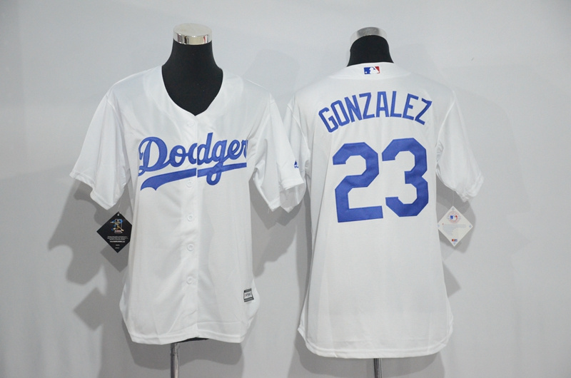 Womens 2017 MLB Los Angeles Dodgers #23 Gonzalez White Jerseys->->Women Jersey